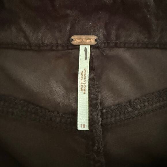 Free People corduroy pants velvet pants flare high rise cropped cotton 10 black - Picture 7 of 9